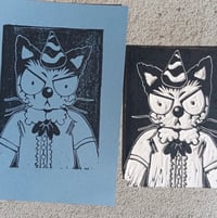 Clown Cat A5 Linocut Print 