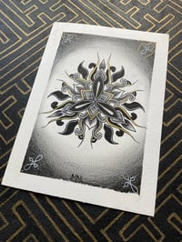 Image 1 of A5 black and gold mandala on watercolour paper 