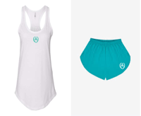 Image 1 of Women's Gathered Racerback Tank Tank Top and Nylon Taffeta Short Collection | Multi Colored Shorts