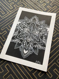 Image 1 of A5 Unalome mandala on watercolour paper