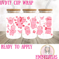 Pink minions UVDTF cup wrap
