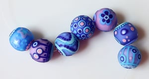 Lapis Met Lavender (and blushed) Goofballs - 7 velvety beads