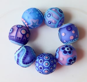 Lapis Met Lavender (and blushed) Goofballs - 7 velvety beads