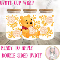 Double Sided Pooh Bear Talavera UVDTF cup wrap 