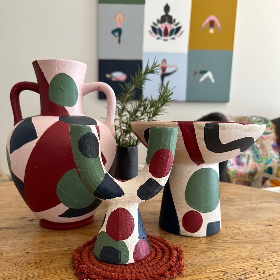 Image of Earthy Geometric Painted Vessels - SALE