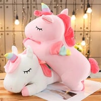 25CM Kawaii Lying Unicorn Plush Toy Stuffed Soft Cute White Pink Horse Appease Doll Toys for Kids Gi