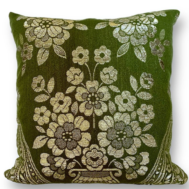 Olive and Gold vintage cushion cover  Image 2