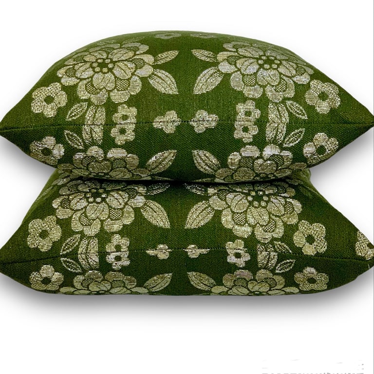 Olive and Gold vintage cushion cover  Image 3