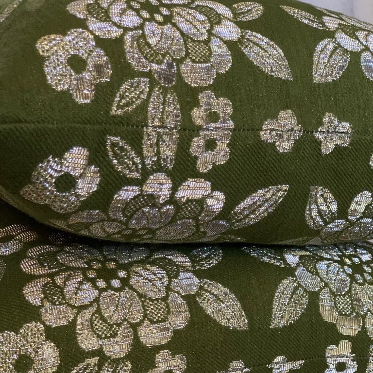 Olive and Gold vintage cushion cover  Image 4