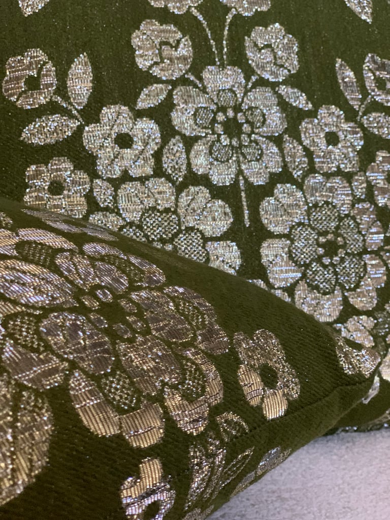 Olive and Gold vintage cushion cover  Image 5