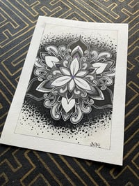 Image 1 of A5 size Chrysanthemum mandala on watercolour paper  