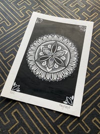 Image 1 of A5 black and white mandala on watercolour paper 