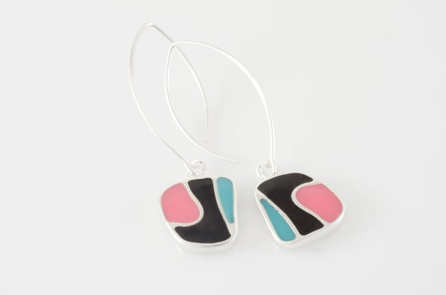 Fluid Lines Silver Earrings 