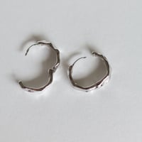 Image 4 of MOLTEN TEXTURE HOOPS IN SILVER