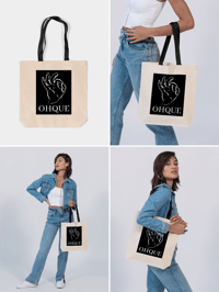 Ohque Hand Logo Canvas Tote BLK