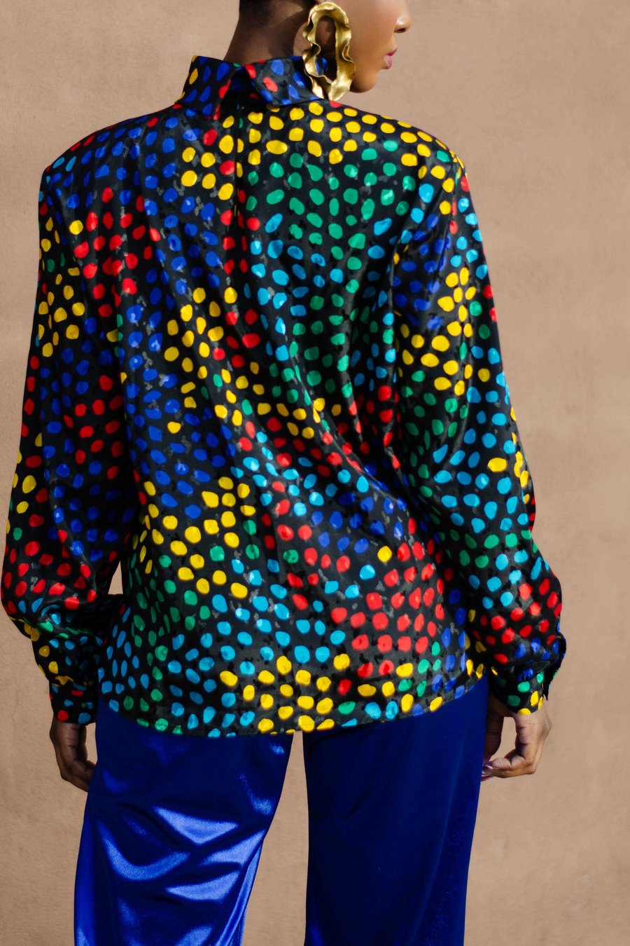 Image of Vintage Mystic Aura Colorful Abstract Dots Blouse