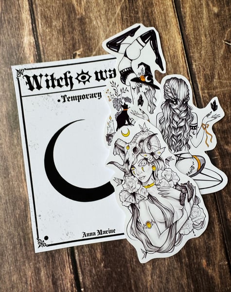 Image of Witch way temporary tattoos pack PREORDER