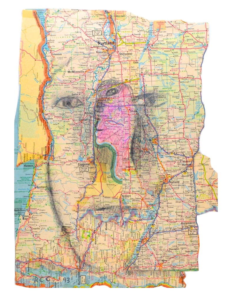 Image of Rare 1993 - Double Head on Map Collage