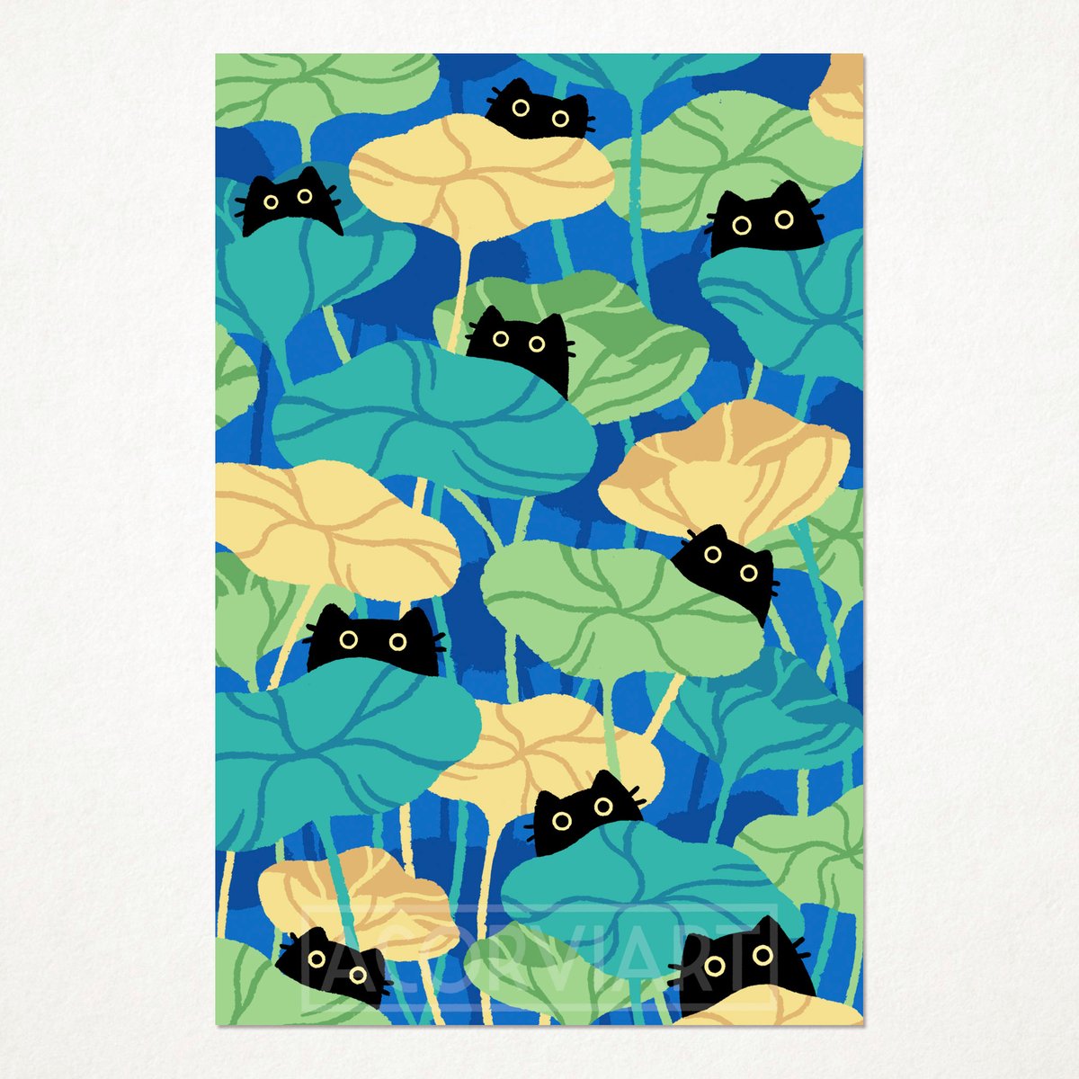 cats-in-plants-postcard-print-acorviart