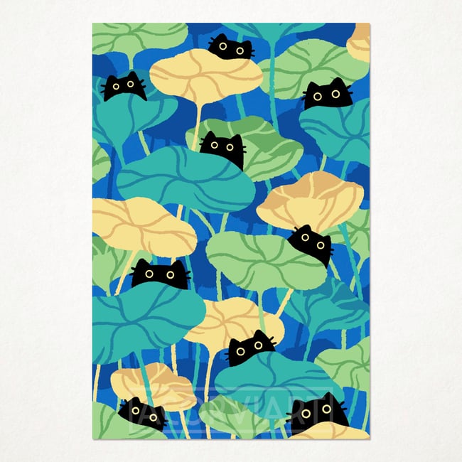 Cats in Plants Postcard Print