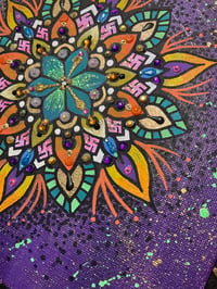 Image 2 of 8" x 8" purple mandala painting on canvas board