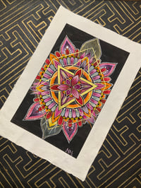 Image 1 of A4 colourful mandala painting on recycled cotton paper 