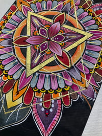 Image 2 of A4 colourful mandala painting on recycled cotton paper 