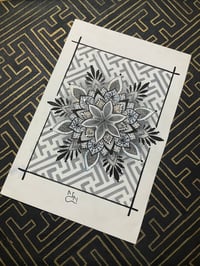 Image 1 of Black and white sayagata painting on scrap card