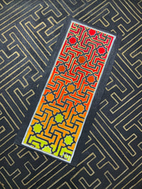 Image 1 of Blacklight Turkish tile stencil on scrap recycled black pulp card