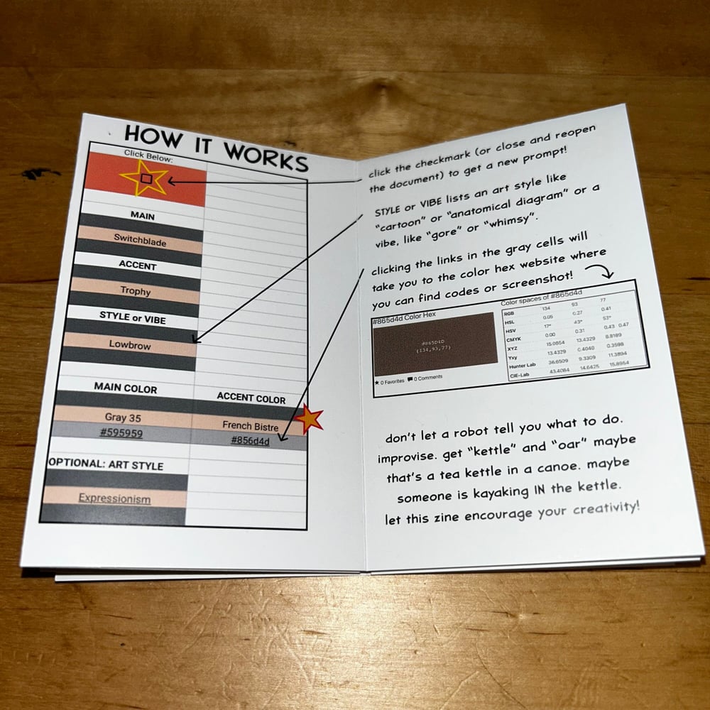 Image of This ZINE Fights Artist’s Block - Random Drawing Prompt Generator Zine