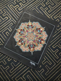 Image 1 of Stencil mandala on black background scrap watercolour paper 