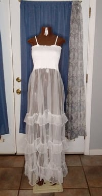 Image 1 of White see through maxi long dress sleeveless 