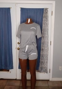 Image 2 of 3 PIECE PAJAMA SET WEEKEND TOP / SHORTS/ PANTS DARK GRAY