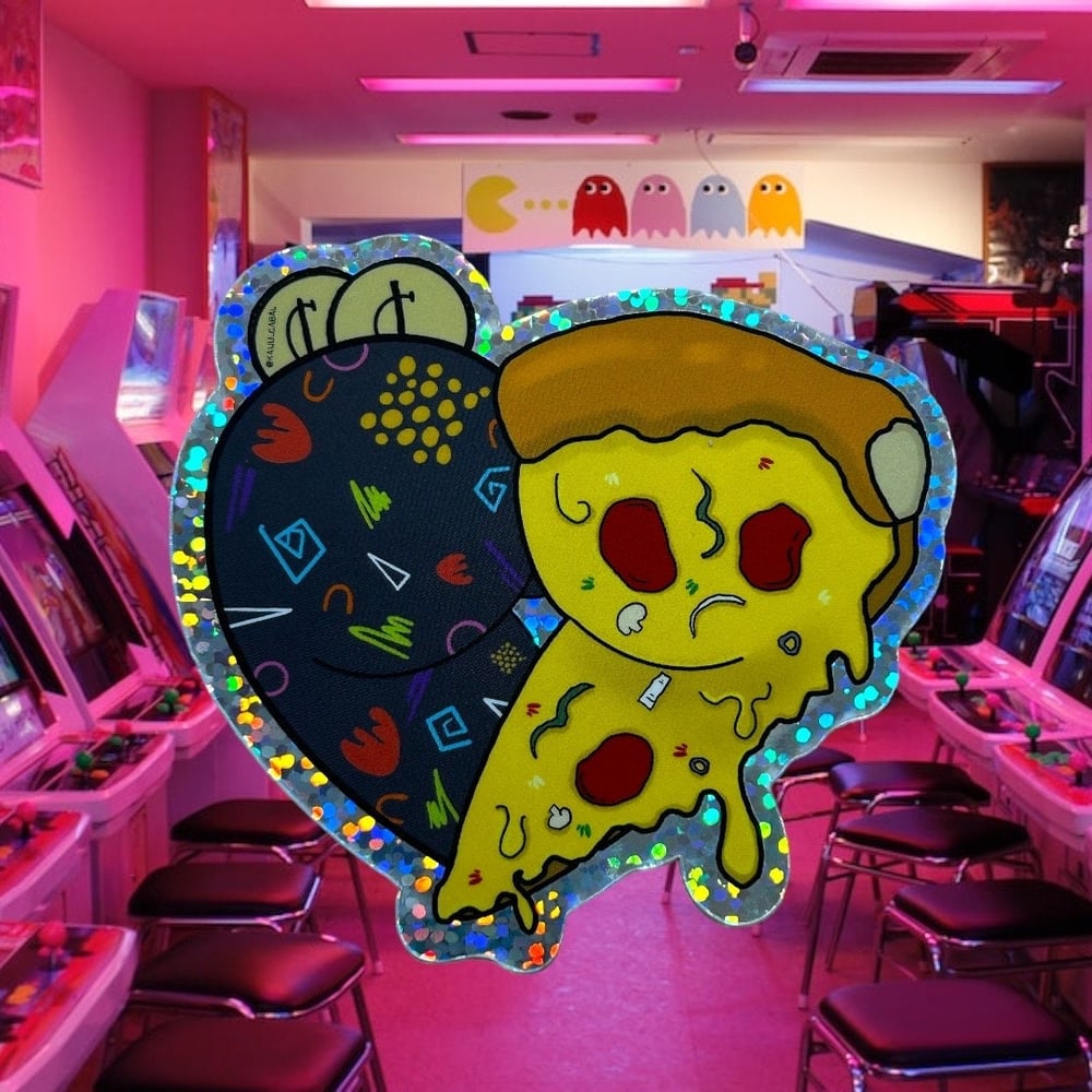 Image of Arcade Pizza Party Booty Heart Vinyl Sticker