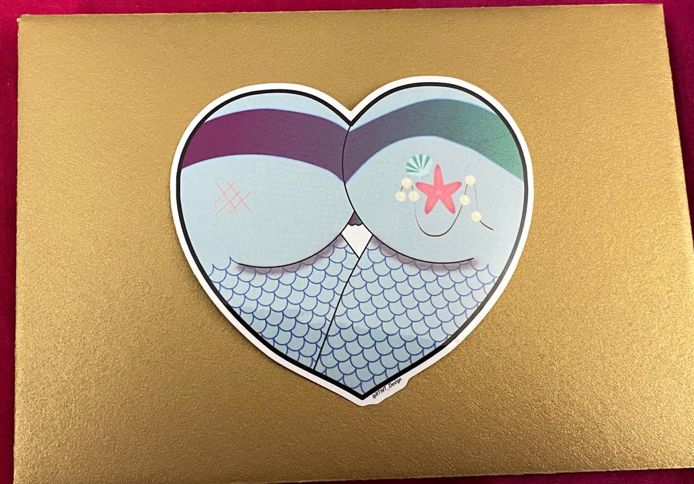 Image of Mermaid Booty Heart Vinyl Sticker