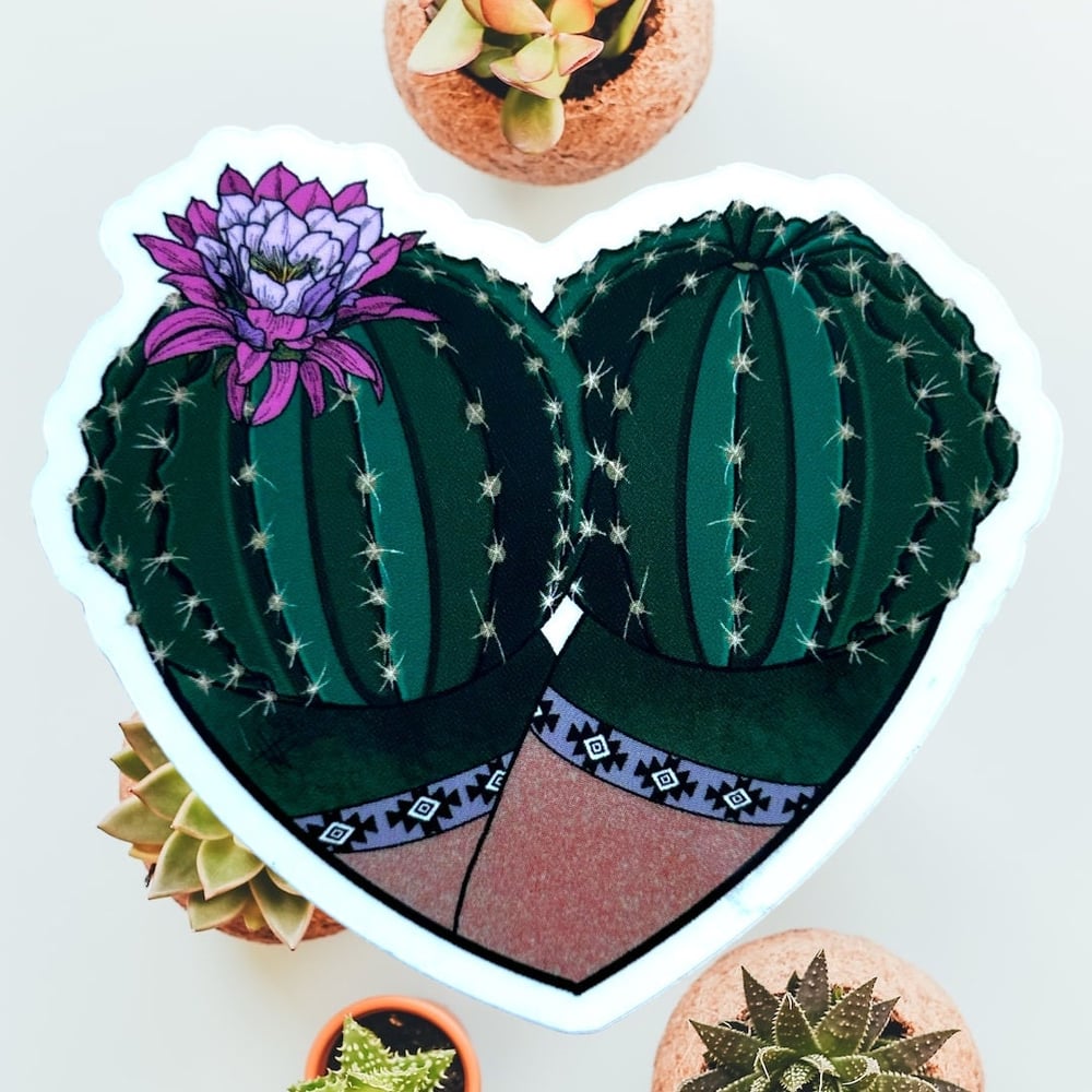 Image of SW Cactus Rose Booty Heart Vinyl Sticker