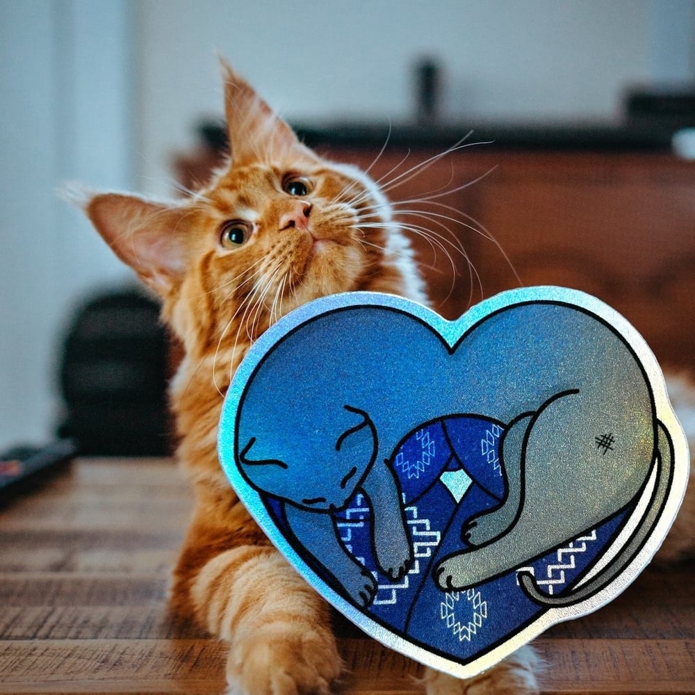 Image of Iridescent Cat Nap Booty Heart Vinyl Sticker