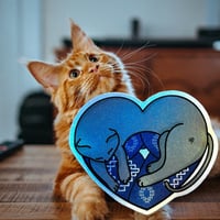 Image 1 of Iridescent Cat Nap Booty Heart Vinyl Sticker
