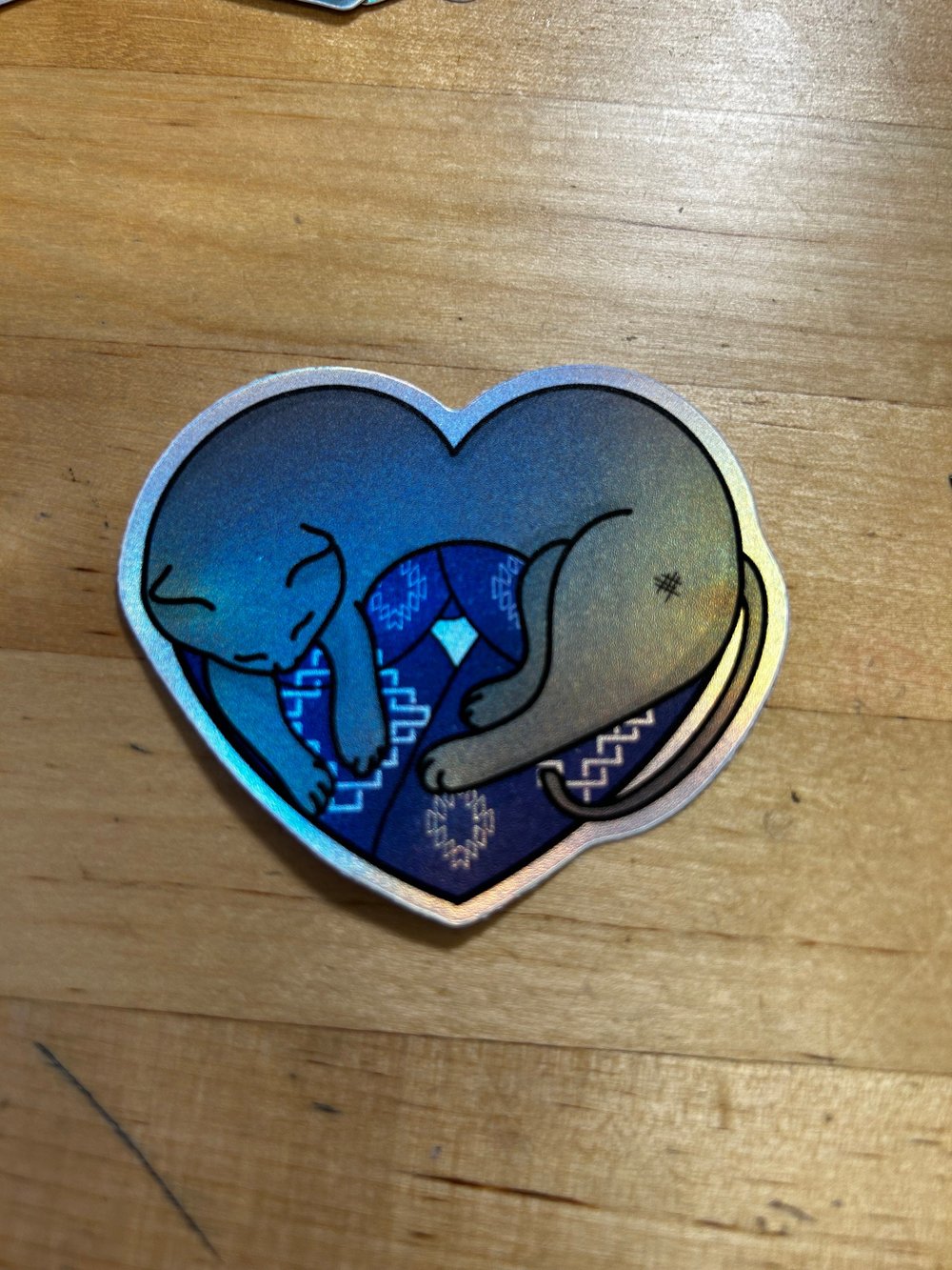 Image of Iridescent Cat Nap Booty Heart Vinyl Sticker