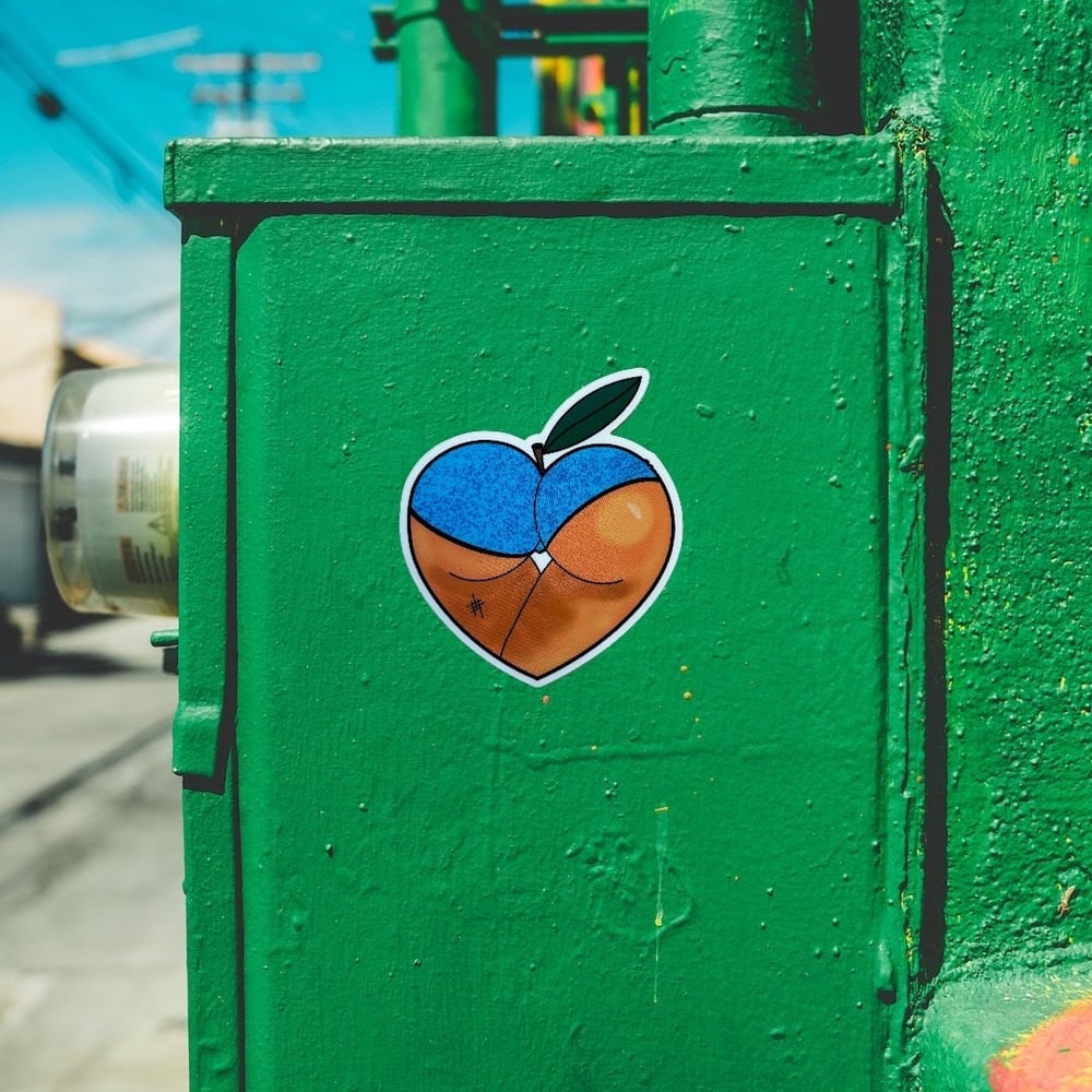 Image of Just Peachy Booty Heart Vinyl Sticker