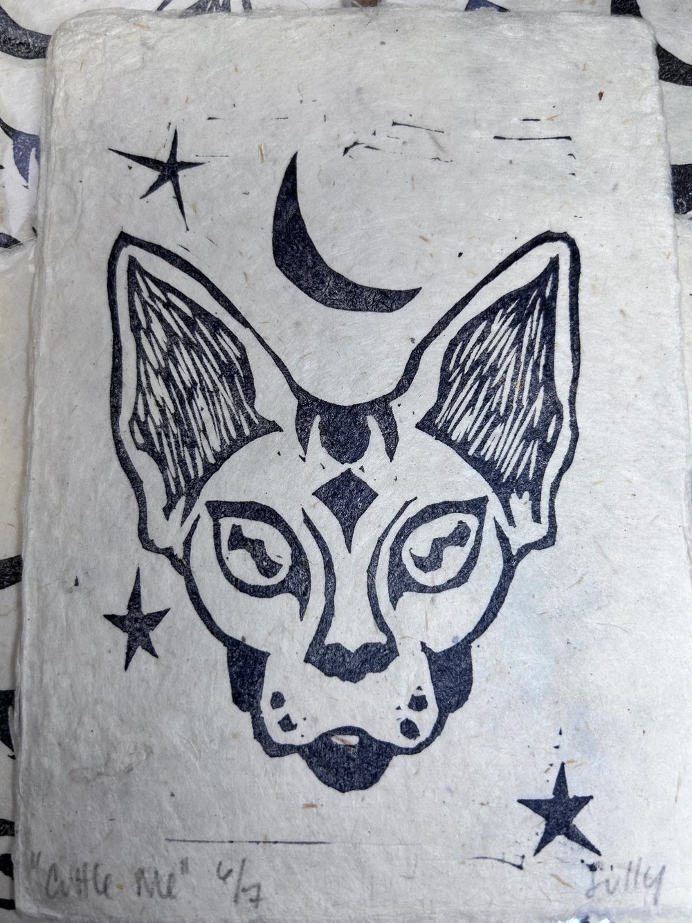 Image of Cosmic Sphinx - 5”x7” Block Print