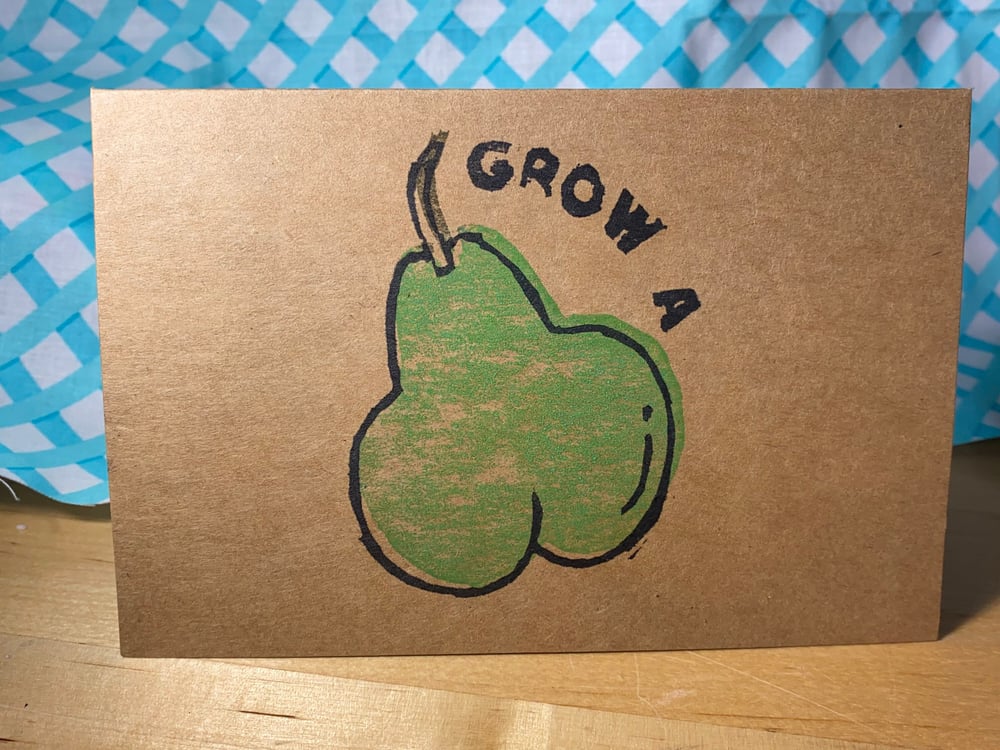 Image of Grow A Pear Block Print Greeting Card - Blank
