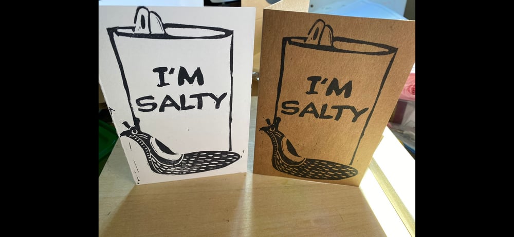 Image of I’M SALTY Block Print Notecard - Blank