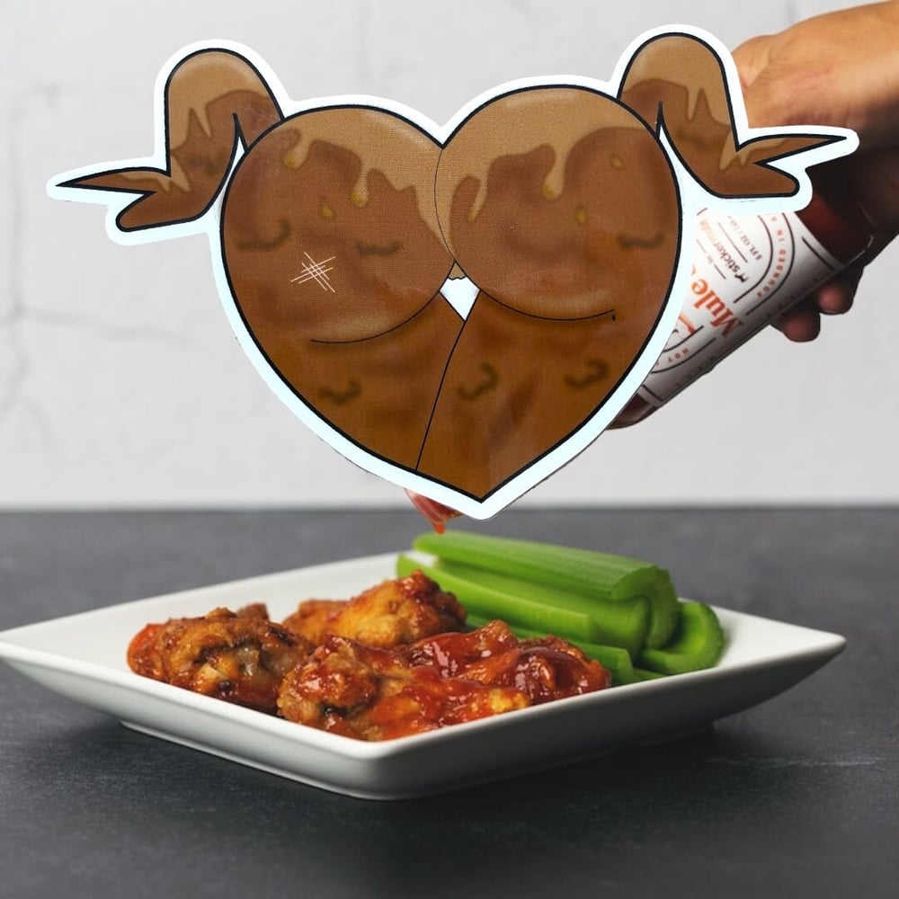 Image of Hot Wings Booty Heart Vinyl Sticker