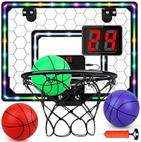 Basketball Hoop Indoor,Mini Hoop with LED Light/Scoreboard