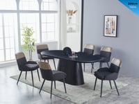 Black Marble Effect Table & 6 Chairs