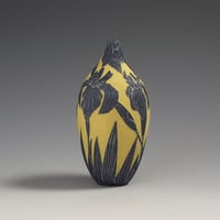 Image 2 of Blue & yellow iris miniature sgraffito vessel 