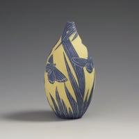 Image 2 of Blue & yellow butterflies miniature sgraffito vessel 
