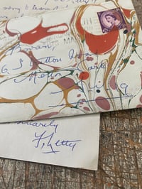 Image 3 of SMALL Hand Marbled USED vintage envelope & LETTER from 1962 No.6