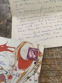 Image 2 of SMALL Hand Marbled USED vintage envelope & LETTER from 1962 No.6